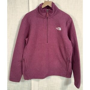 The North Face Men's Sz M Campbell 1/2 Zip Fleece Pullover Jacket Burgundy‎